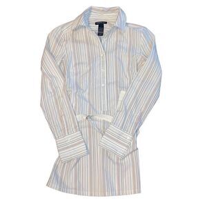 Vtg Y2K Kenneth Cole Sz 2 Multicolor Striped Belted Long Length Tunic Dress Top